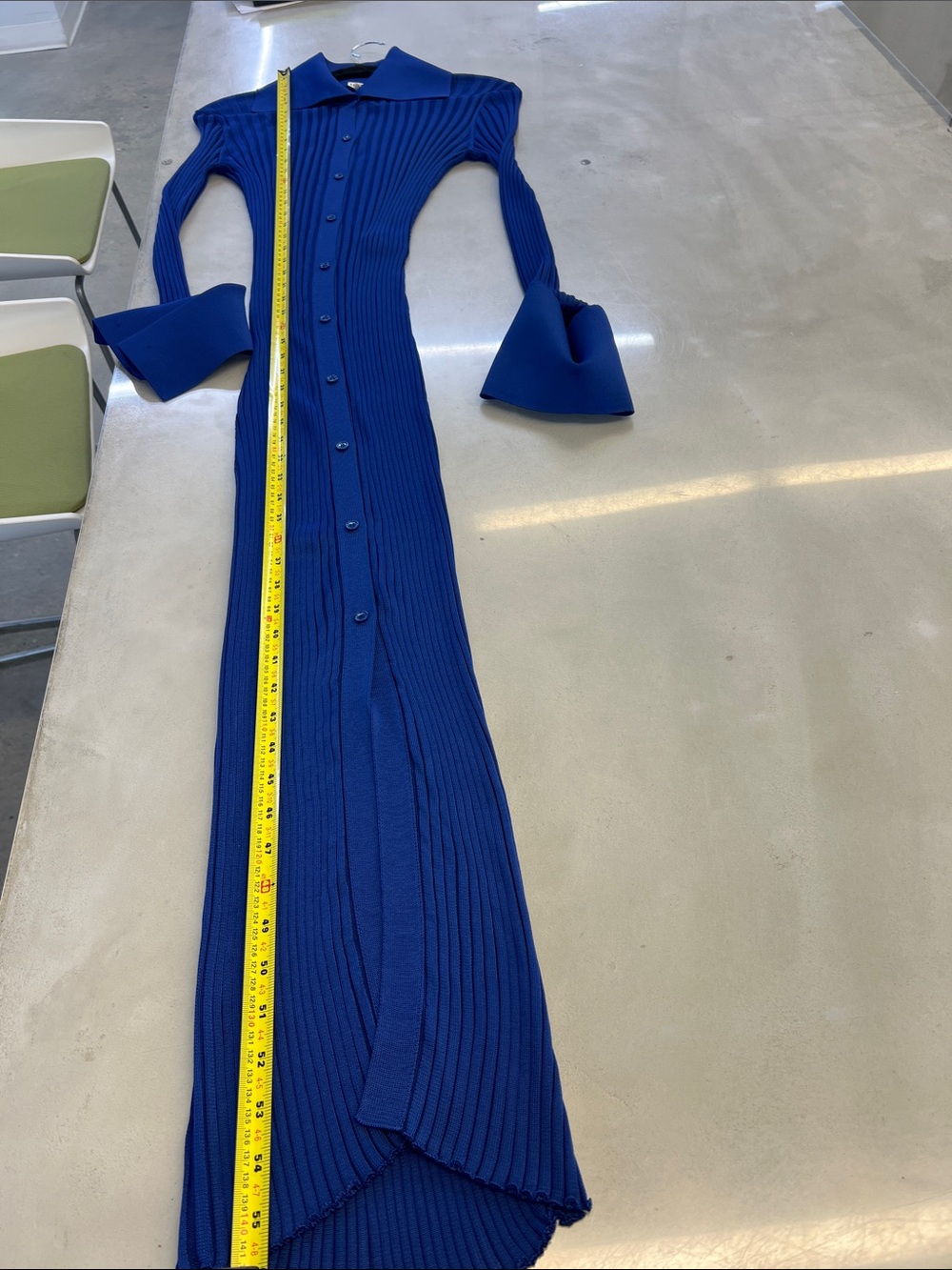 Loewe Cobalt Blue Ribbed Long-Sleeve Maxi Dress - Picture 7 of 7